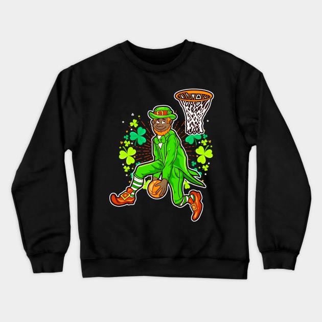 African American Black Leprechaun Basketball St Patrick's Day Crewneck Sweatshirt by E